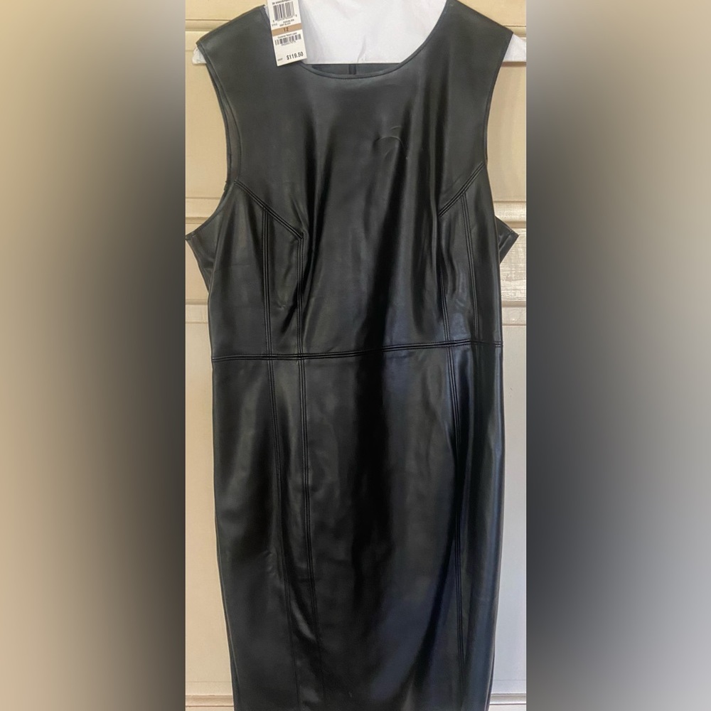 New faux leather sheath dress, size 12